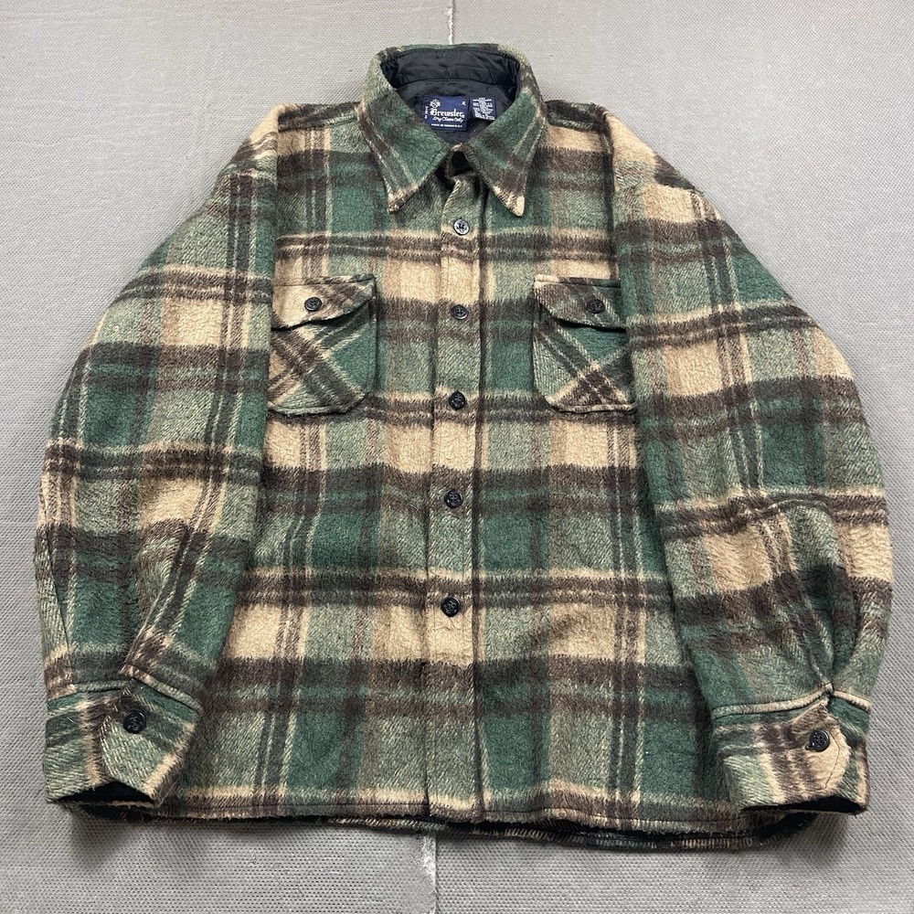 Vintage Brewster Flannel Shirt Mens XL Multi Plaid Wool Linen Blend Button Up